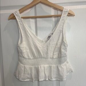 Hollister White Textured Crop Top